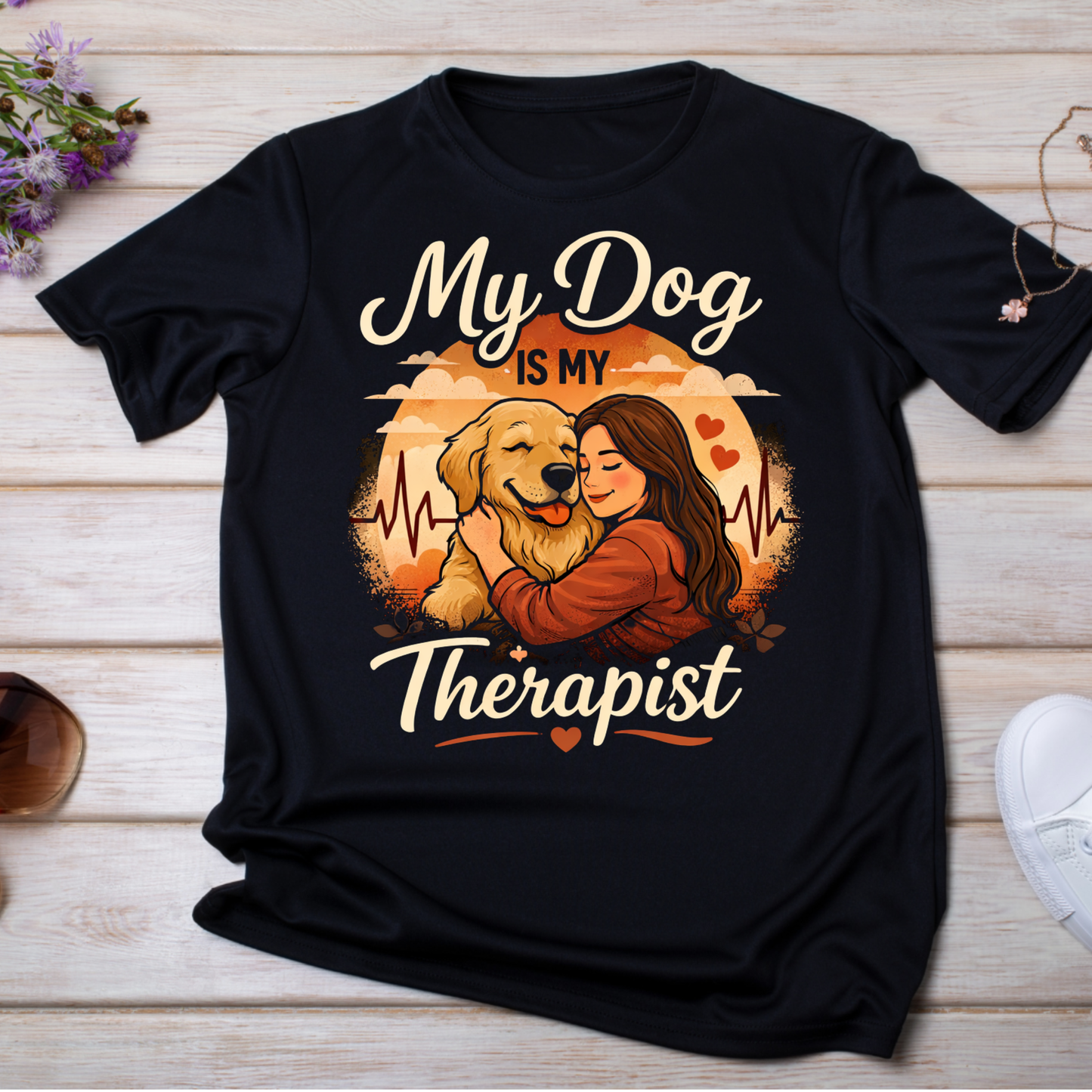 My Dog Is My Therapist T-Shirt – Funny Dog Lover Graphic T-Shirt for Pet Owners